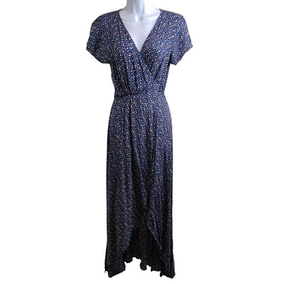 Auguste The‎ Label Blue Ditsy Floral Wrap Maxi Dress Size 4 Cottagecore Boho - Picture 1 of 11